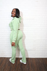 fleece sweat suit| Sage