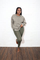 Exposed seam sweater set| Olive