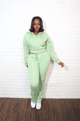 fleece sweat suit| Sage