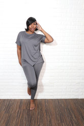 Round neck smooth like butter set | Ash Grey