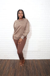 Exposed seam sweater set| Brown