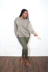 Exposed seam sweater set| Olive