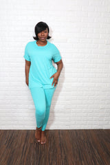Round neck smooth like butter set | Turquoise