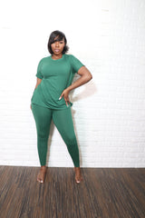 Round neck smooth like butter set | Forest green