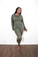Long sleeve smooth like butter set| Olive
