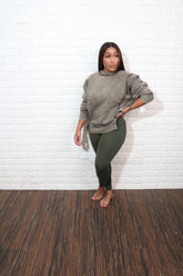 Exposed seam sweater set| Olive
