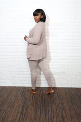 3 pc popcorn cardigan set| Ash mocha