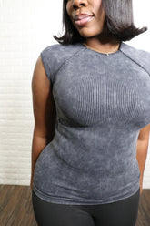 stonewashed ribbed seamless top
