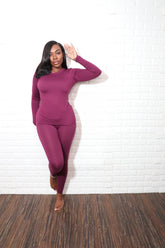 Long sleeve smooth like butter set| Eggplant