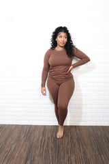 Long sleeve smooth like butter set| Brown