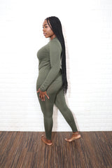 Long sleeve smooth like butter set| Olive