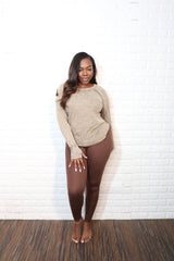 Thumb hole mineral wash legging set| Mocha