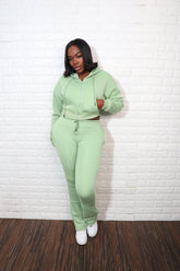 fleece sweat suit| Sage