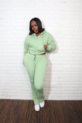fleece sweat suit| Sage