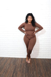Long sleeve smooth like butter set| Brown