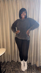 French Terry Sweater Set|Black