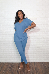 Smooth like butter Legging set| Dusty Blue