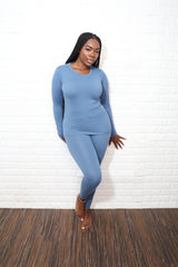 Long sleeve smooth like butter set| Dusty blue