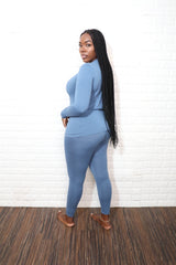 Long sleeve smooth like butter set| Dusty blue