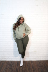 Hooded quarter zip set| Olive