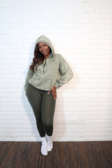 Hooded quarter zip set| Olive