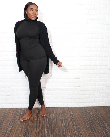 3 pc popcorn cardigan set| Black