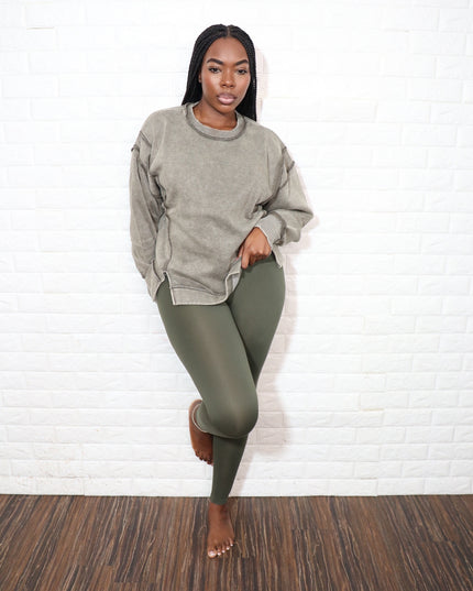 Exposed seam sweater set| Olive