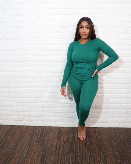 Long sleeve smooth like butter set| Hunter Green