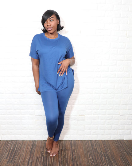 Round neck smooth like butter set | Navy blue