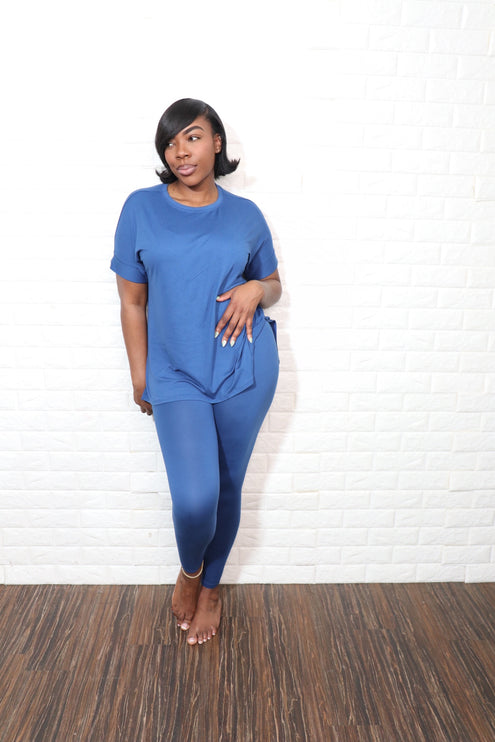 Round neck smooth like butter set | Navy blue