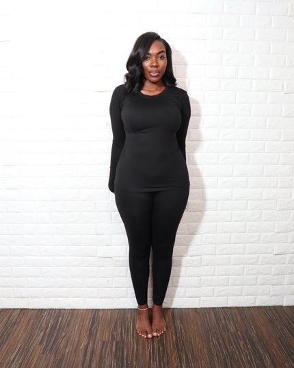 Long sleeve smooth like butter set| Black