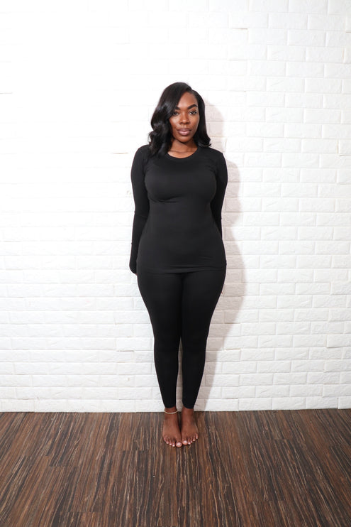 Long sleeve smooth like butter set| Black