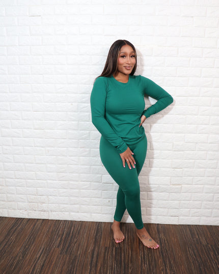 Long sleeve smooth like butter set| Hunter Green