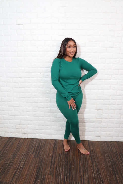 Long sleeve smooth like butter set| Hunter Green