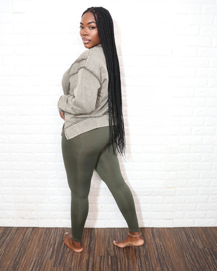 Exposed seam sweater set| Olive