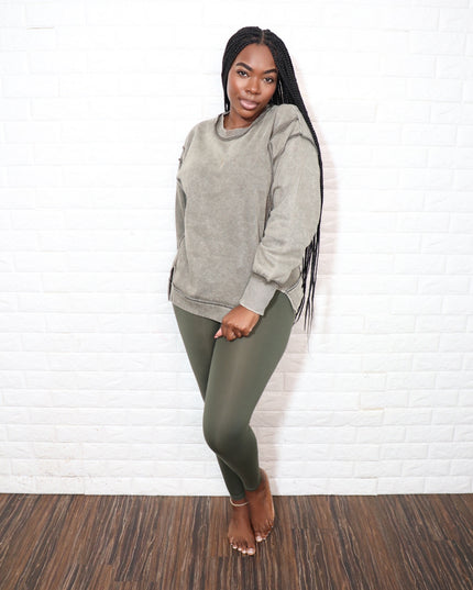 Exposed seam sweater set| Olive