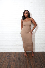 Ribbed Midi Dress| Mocha