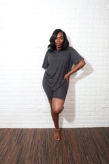Cotton biker Set| Charcoal