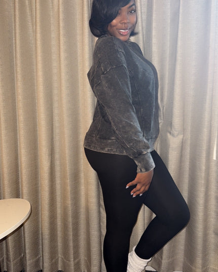 French Terry Sweater Set|Black