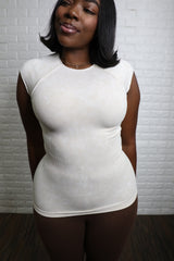 stonewashed ribbed seamless top