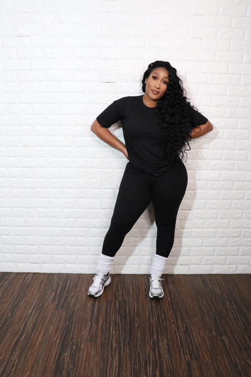 Short sleeve smooth like butter set| black