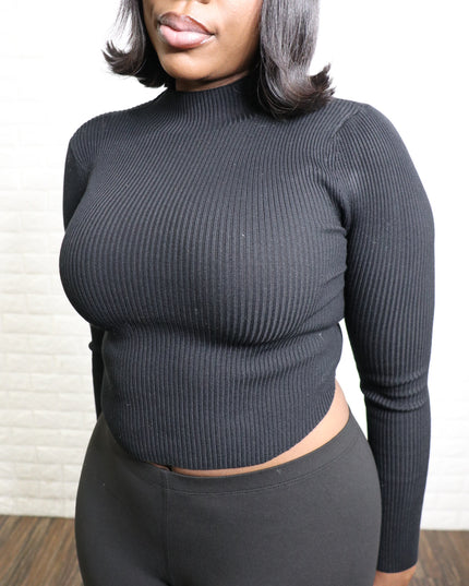 Ribbed crop turtleneck sweater