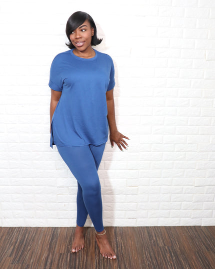 Round neck smooth like butter set | Navy blue