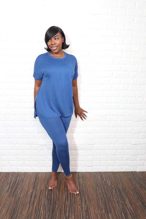Round neck smooth like butter set | Navy blue