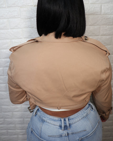 Cropped trench jacket| khaki