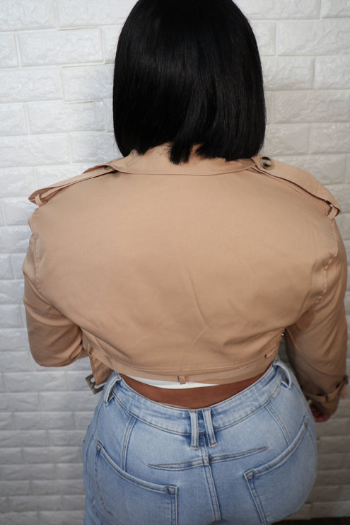 Cropped trench jacket| khaki