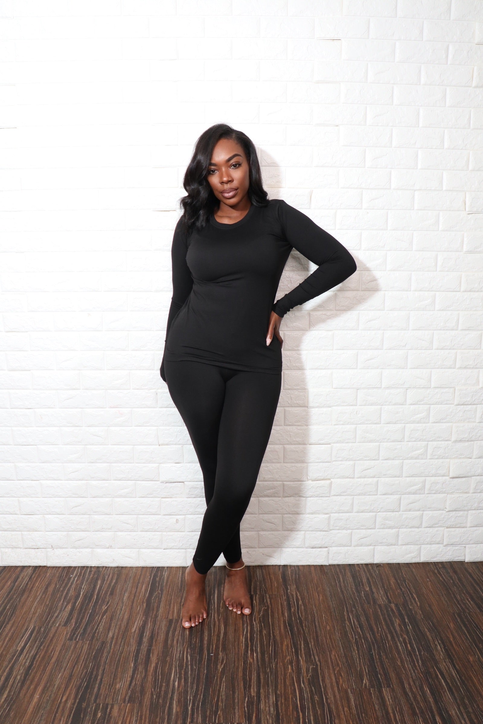 Long sleeve smooth like butter set| Black