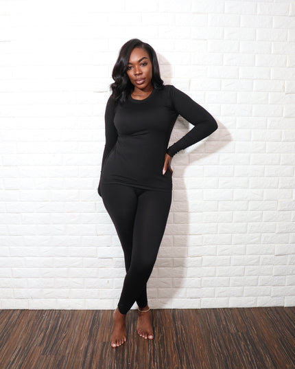 Long sleeve smooth like butter set| Black