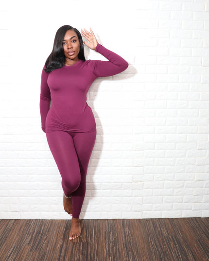 Long sleeve smooth like butter set| Eggplant