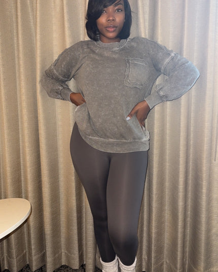 Oversized Pocket Sweater set| Grey